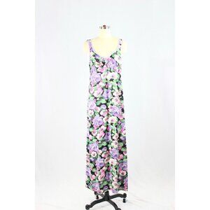 Vintage LINGERIE GL'AMOUR by MOLYCLARE Purple Floral Night Gown Dress, Size M
